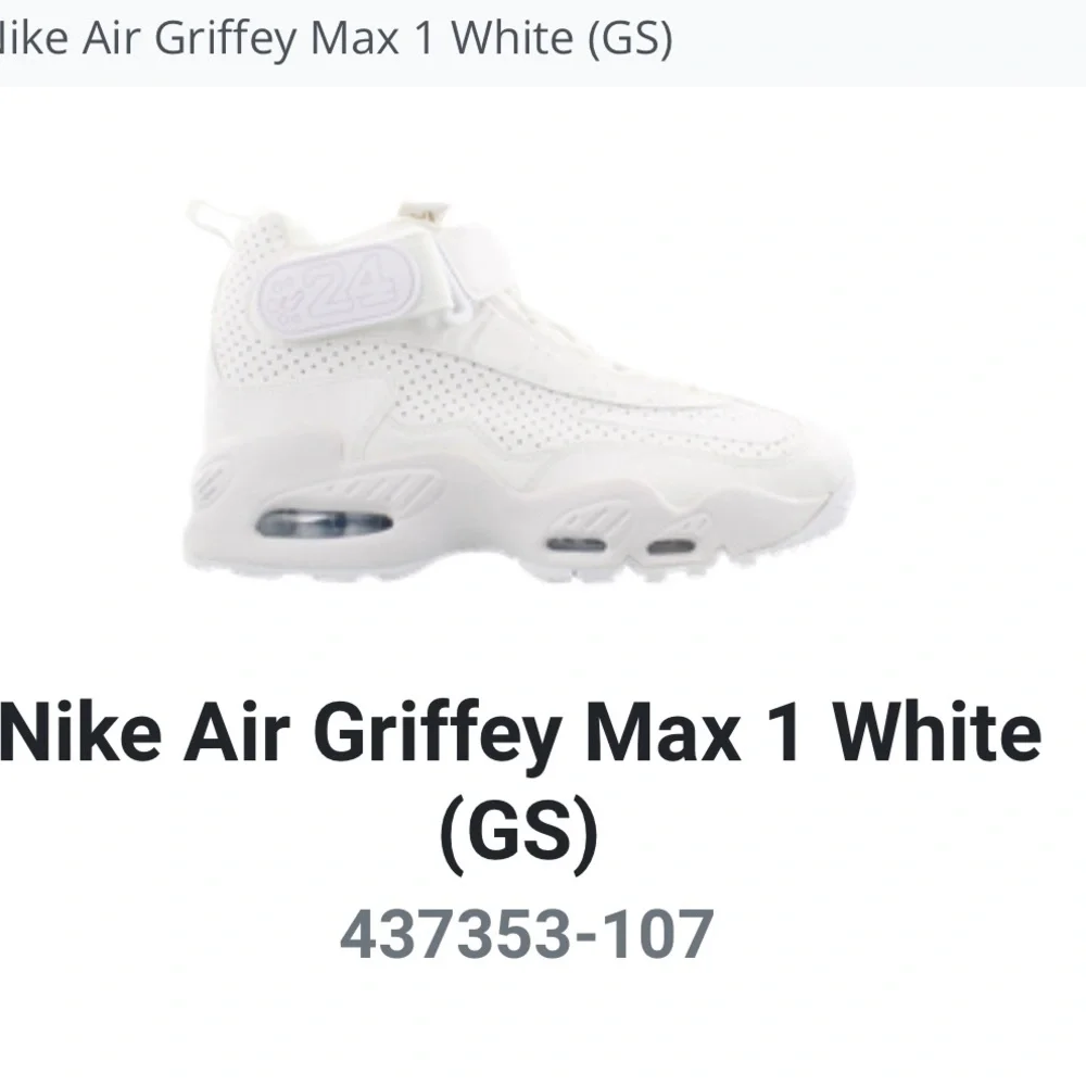 Rare Nike Air Griffey Max 1 White (GS) 437353-107 7Y basketball